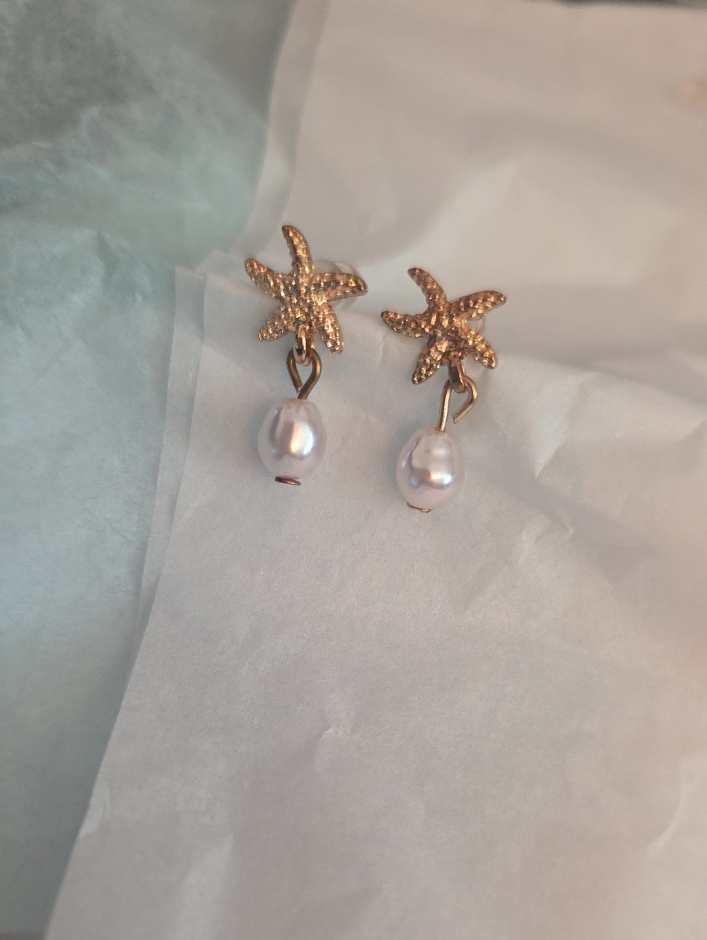 💚5/$20💚Gold Starfish Pearl Drop Earrings - Women Jewelry